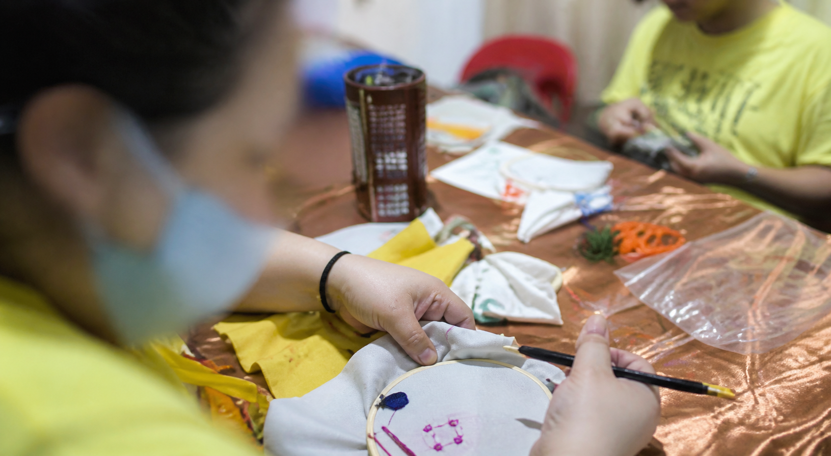 Hands-on embroidery workshop activity